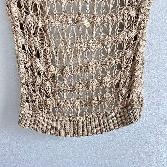 VTG Y2K Bebe Open Knit Cardigan Tan Size S Crochet Fairy Cottage Festival Boho - Picture 13 of 16